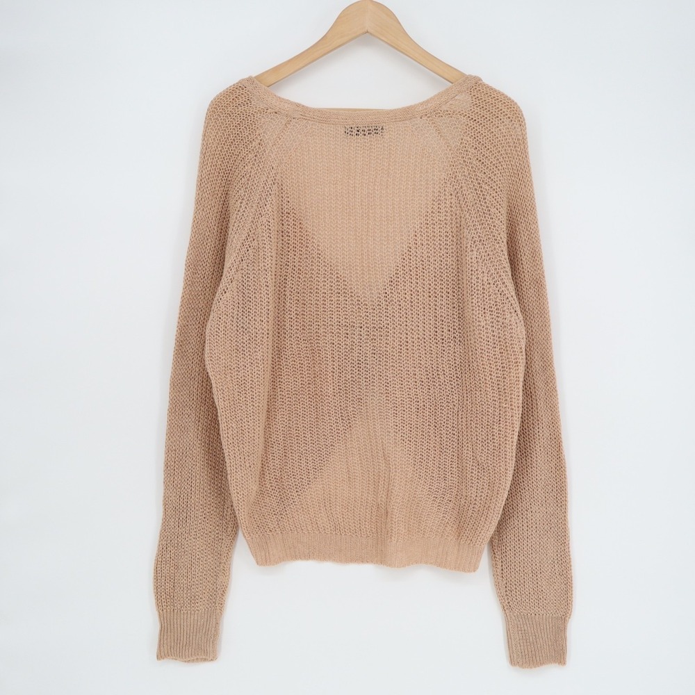 SHEIN Twist Front Sweater Womens Large Brown Open Knit Long Sleeve Pullover - Picture 5 of 6